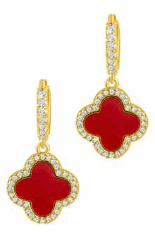 Crystal Halo Clover Drop Earrings