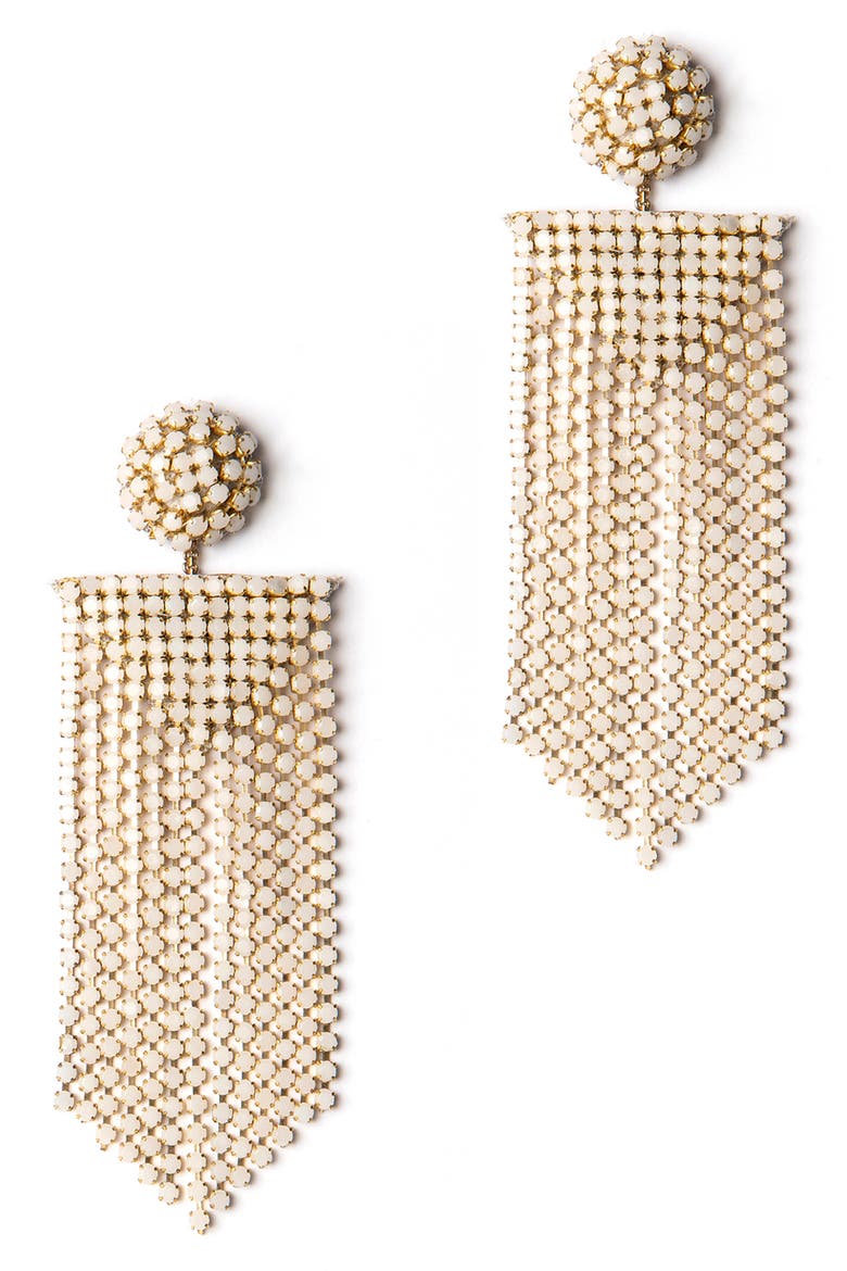 Fanning Crystal Drop Earrings, Main, color, IVORY