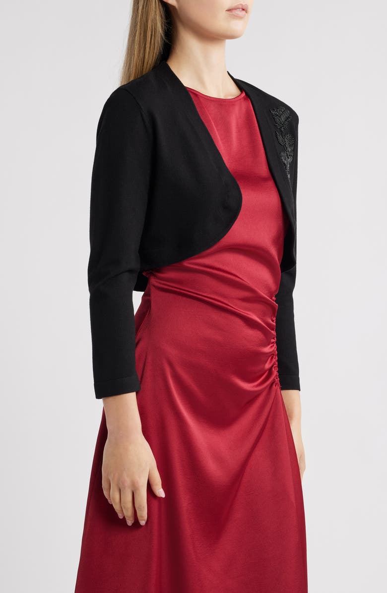 Kay Unger Kelly Embellished Cardigan, Alternate, color, Black