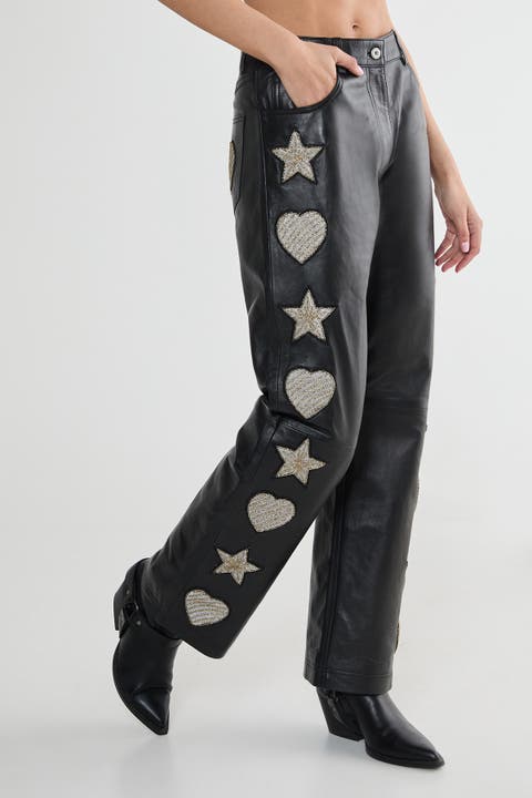 Leather Patched Pants