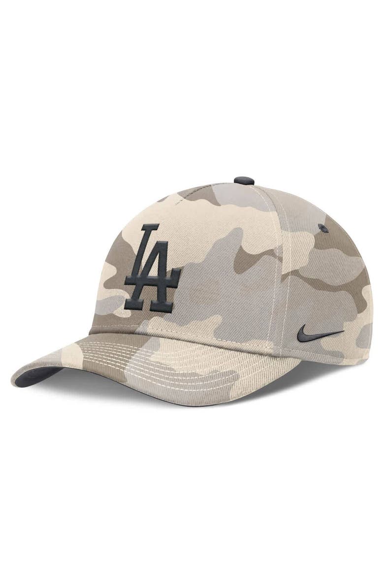 Nike Men's Nike Natural Los Angeles Dodgers Camo Pack Rise Adjustable Hat, Main, color, 