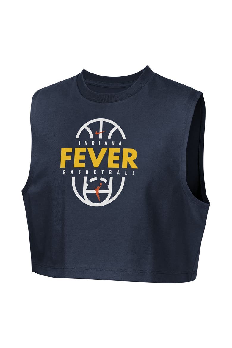 Girls Youth Nike Navy Indiana Fever 2026 Authentic Practice Sleeveless Cropped T-Shirt, Alternate, color, Navy