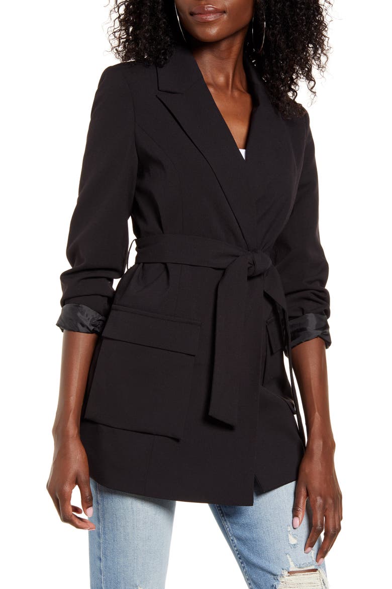 Sally Belted Blazer, Alternate, color, BLACK