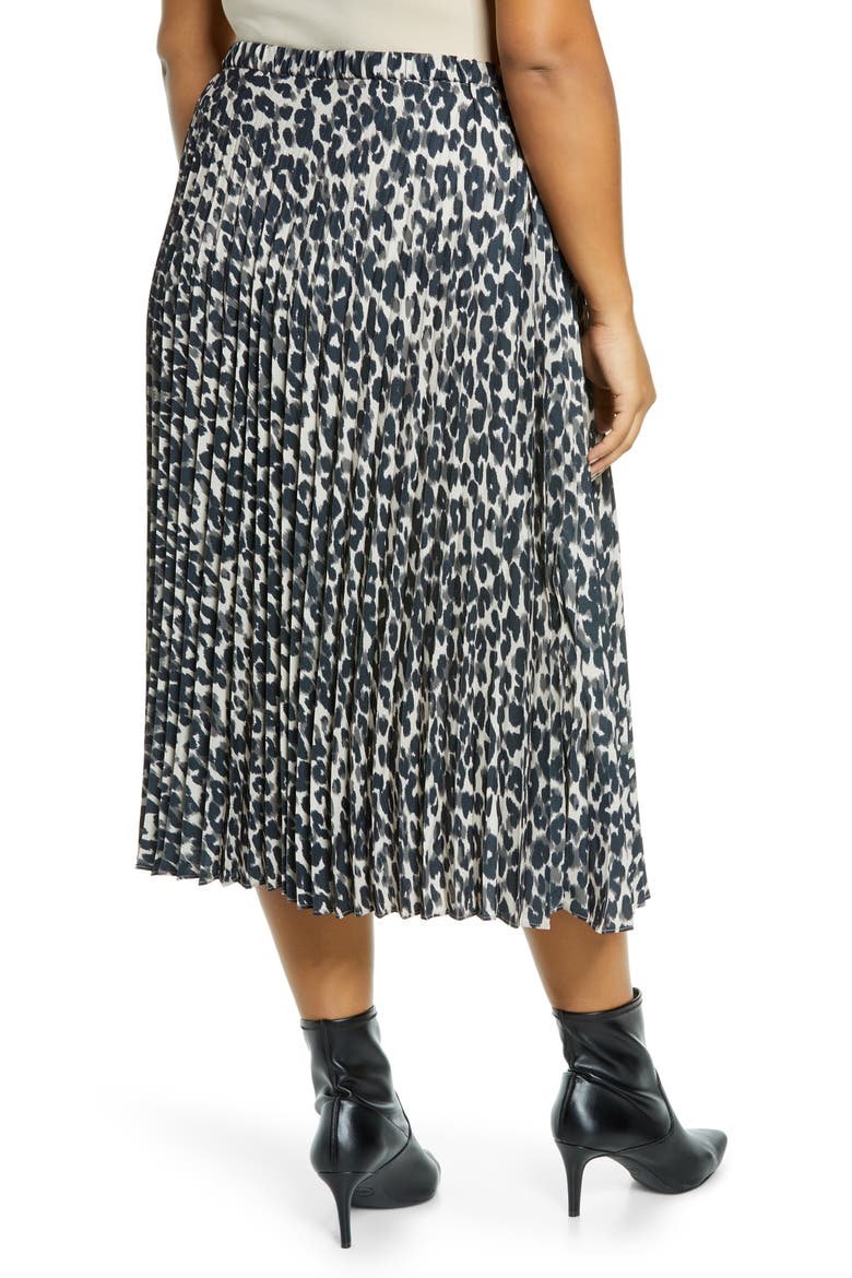 Pleated Midi Skirt, Alternate, color, BEIGE ANIMALIA PRINT
