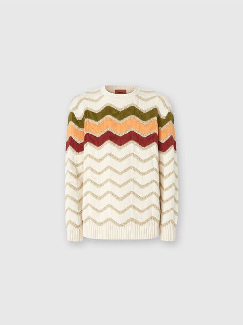 Missoni Patterned-jacquard Jumper In White & Orange
