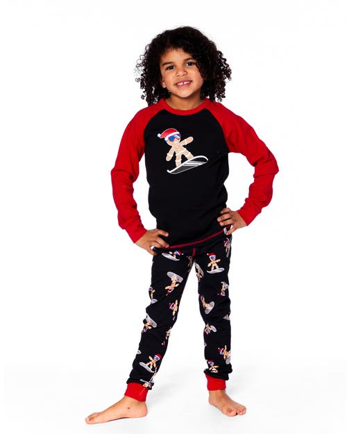 Deux Par Deux Two-piece Organic Cotton Pajama Set Cookie In Black