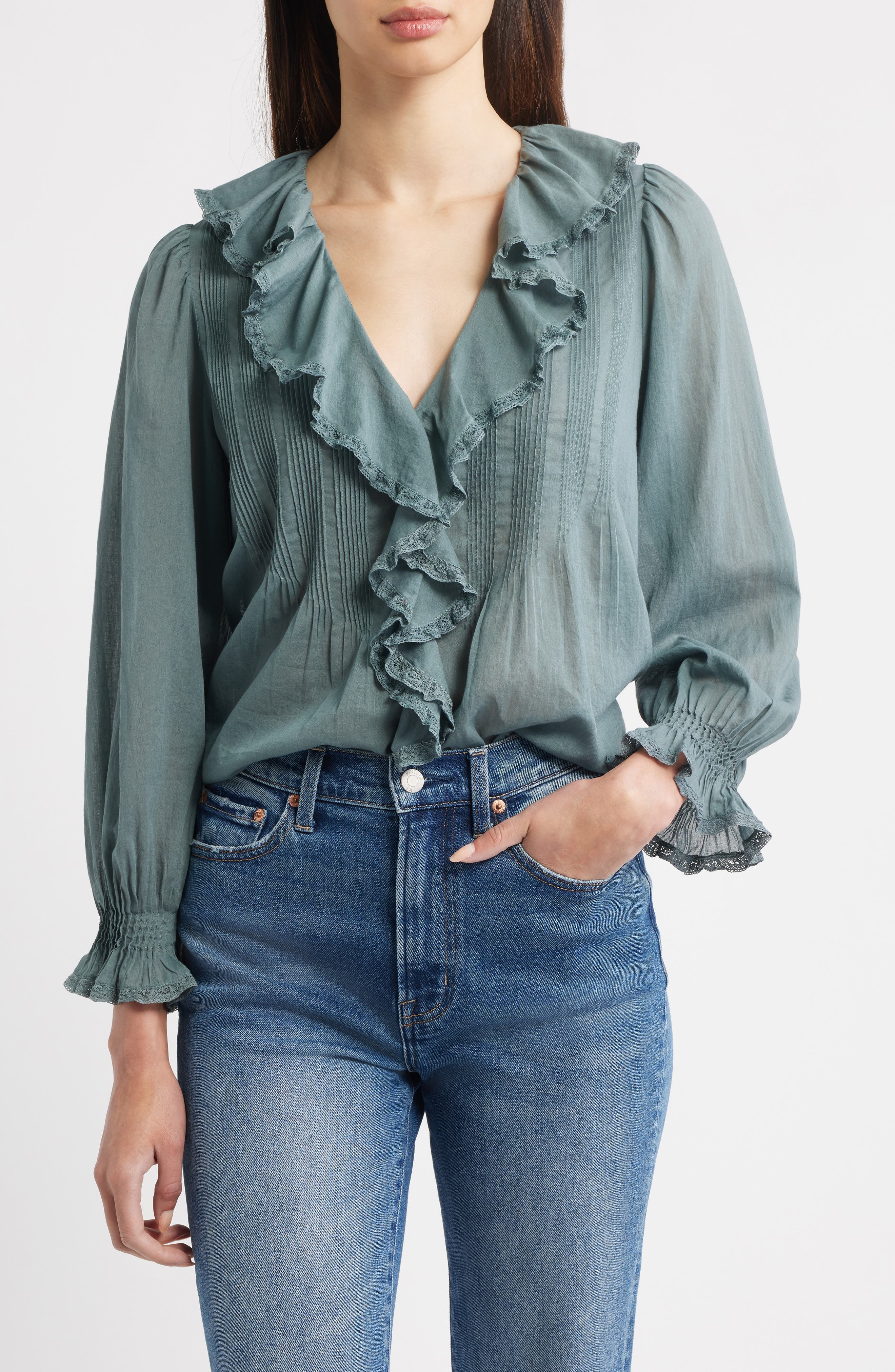 Hardy Ruffle Pintuck Organic Cotton Top - image 5