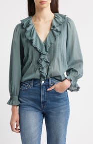 DÔEN Hardy Ruffle Pintuck Organic Cotton Top