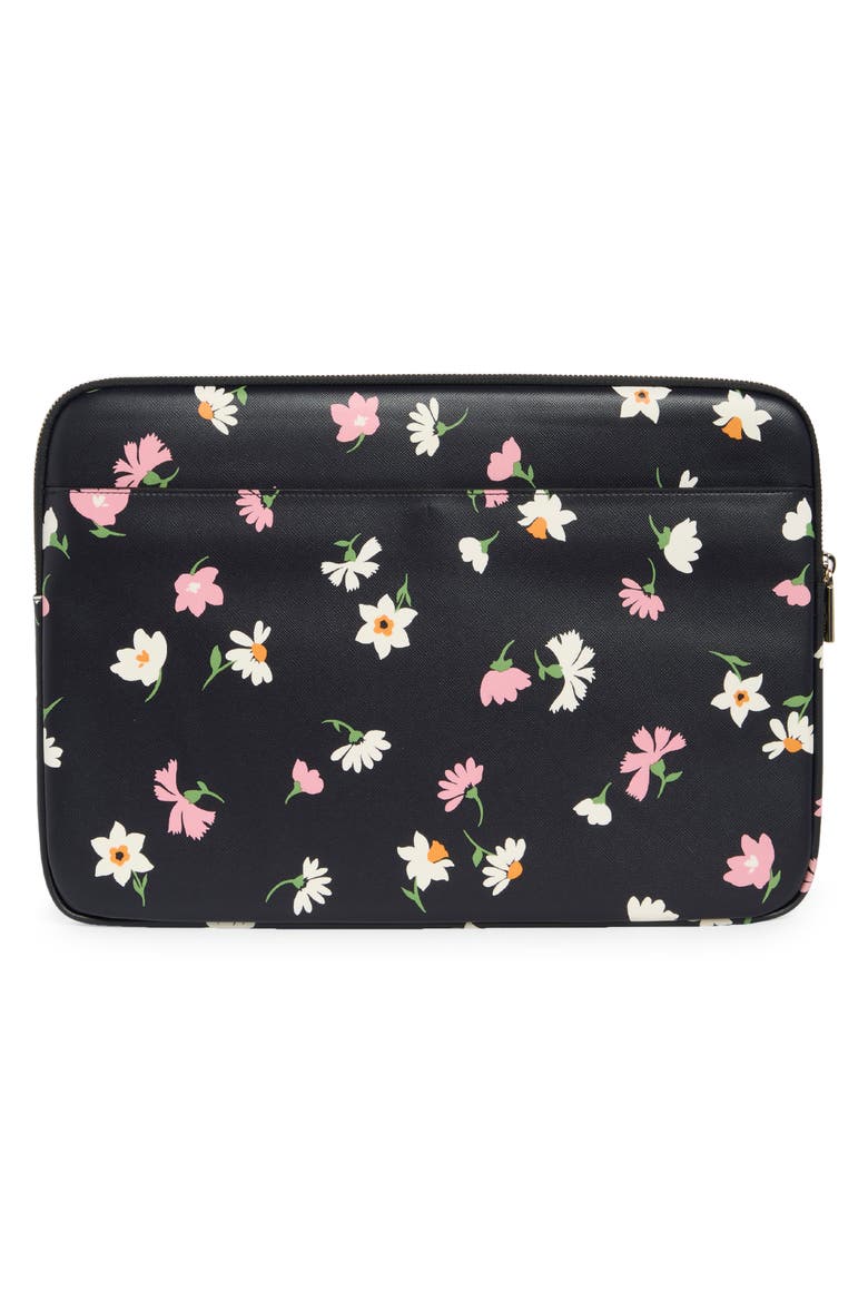 madison floral waltz laptop sleeve, Alternate, color, BLACK