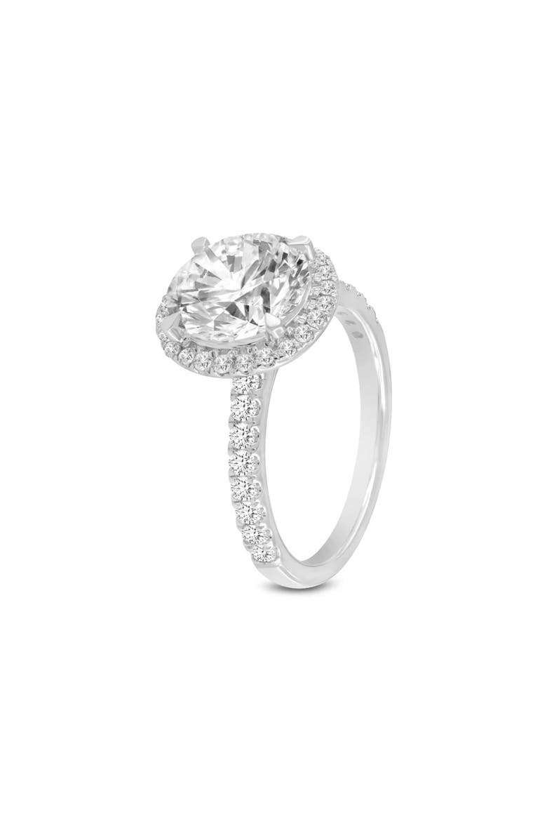 Ravina 14K White Gold Round Cut Lab Grown Diamond Halo Engagement Ring - 2.95 Ct, Alternate, color, 14K White Gold