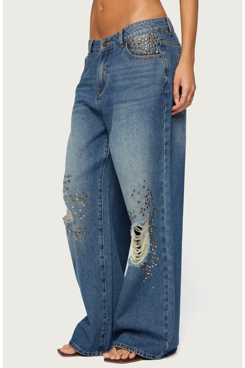 Eunia Studded Low Rise Baggy Wide Leg Jeans, Alternate, color, BLUE-WASHED