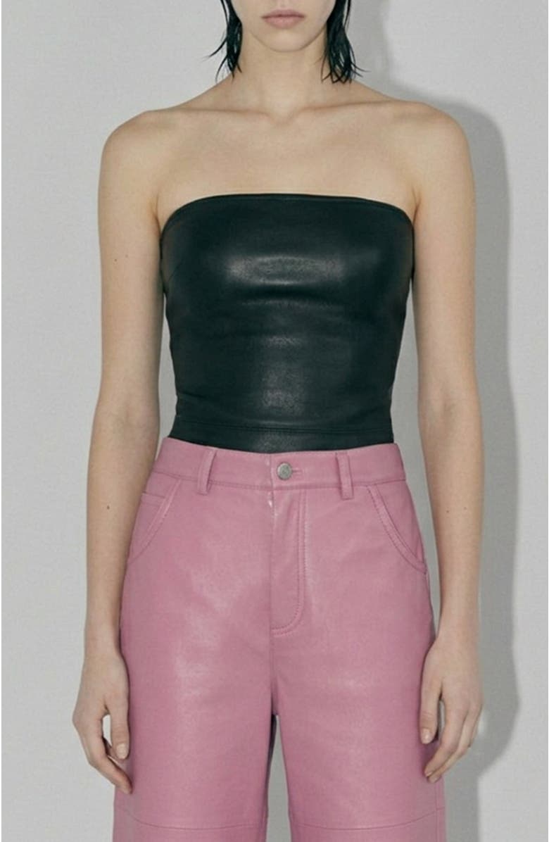 AS by DF Cinematique Stretch Leather Bustier, Alternate, color, Black