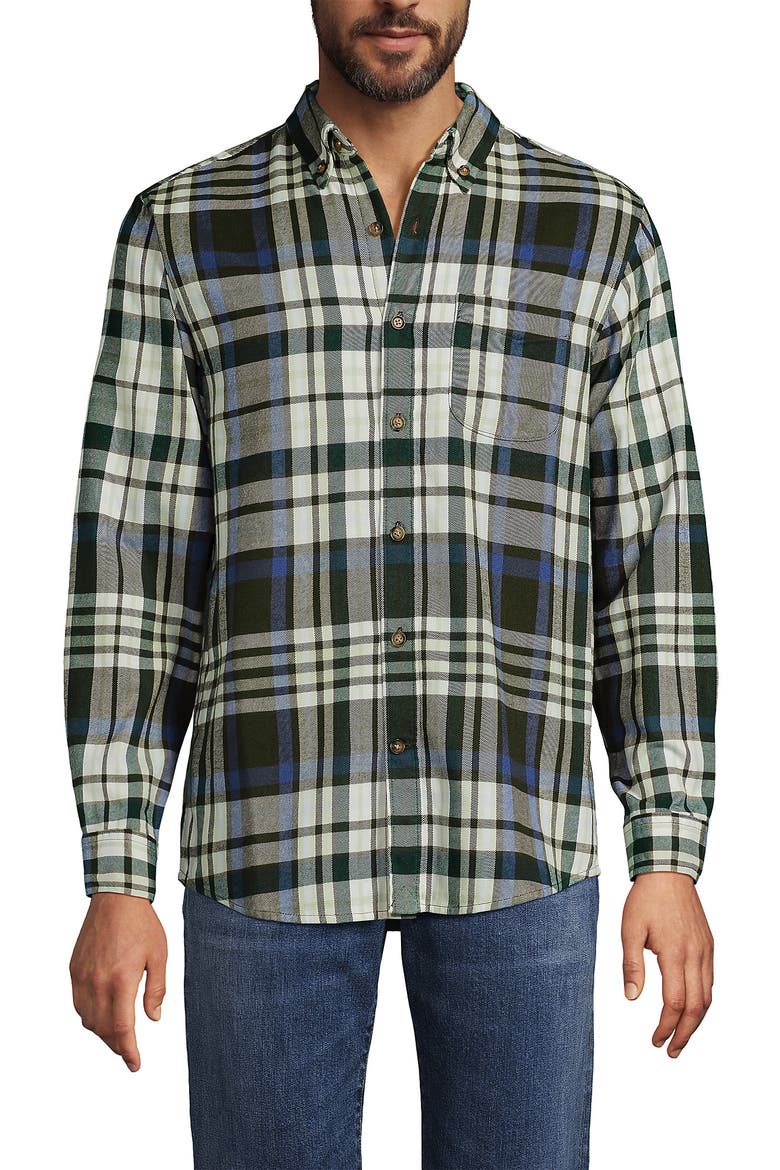 Flagship Flannel Shirt, Main, color, Ivory/Antique Moss Plaid