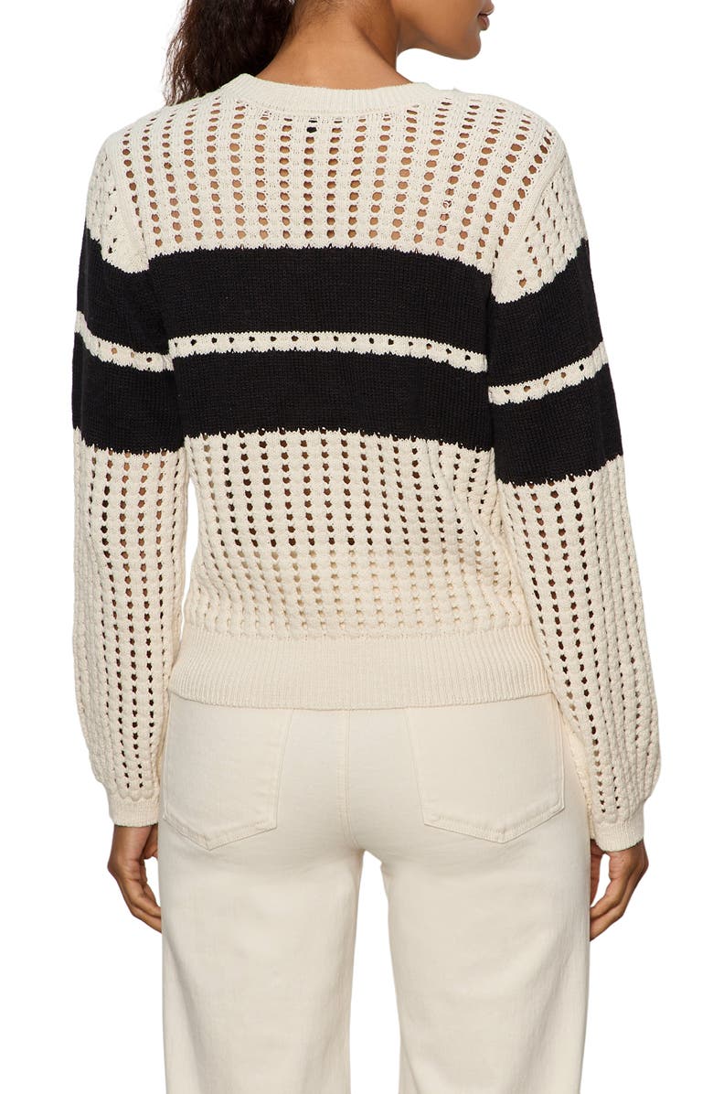 Sanctuary Open Stitch Cotton Sweater, Alternate, color, Collagen White/ Black