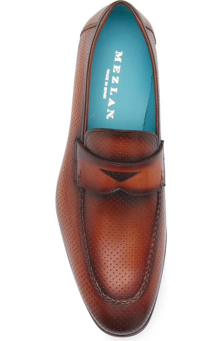 Mezlan Cueva Perforated Penny Loafer, Alternate, color, Cognac Rust