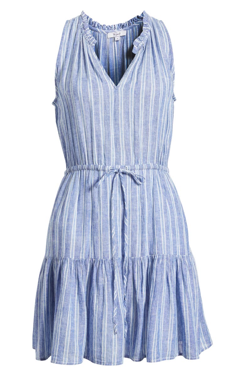 Rails Albany Stripe Tiered Linen Blend Dress, Alternate, color, Lake View Stripe