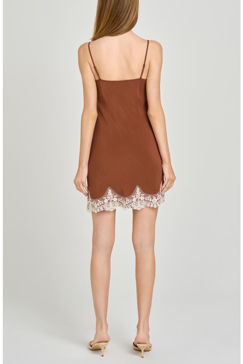 Isabelle Lace Trim Slip Dress, Alternate, color, CHOCOLATE