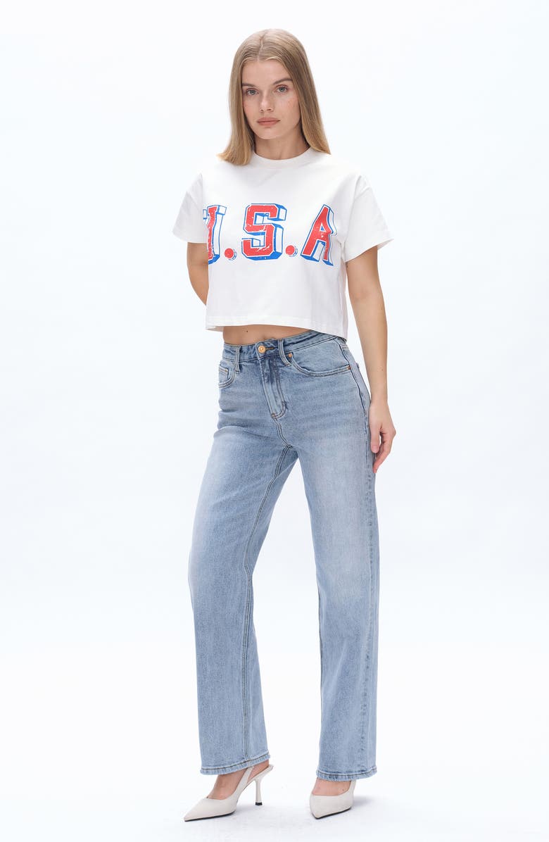 Bayeas Dalila Relaxed High Waist Straight Leg Jeans, Alternate, color, Ice Blue