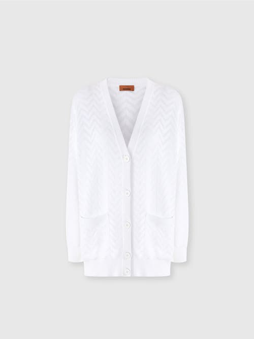 Missoni Tonal Chevron Oversized Cardigan In White
