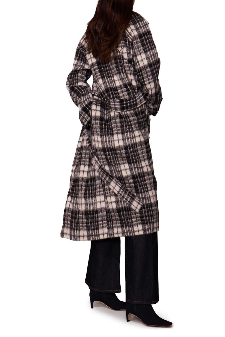 Buffalo Plaid Fuzzy Trench Coat, Alternate, color, BLACK CREAM