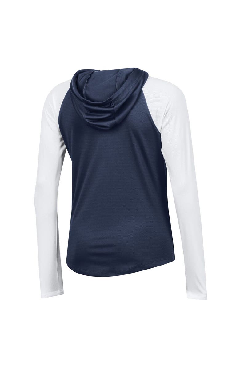 Under Armour Women's Under Armour Navy Navy Midshipmen Gameday Mesh Performance Raglan Hooded Long Sleeve T-Shirt, Alternate, color, 