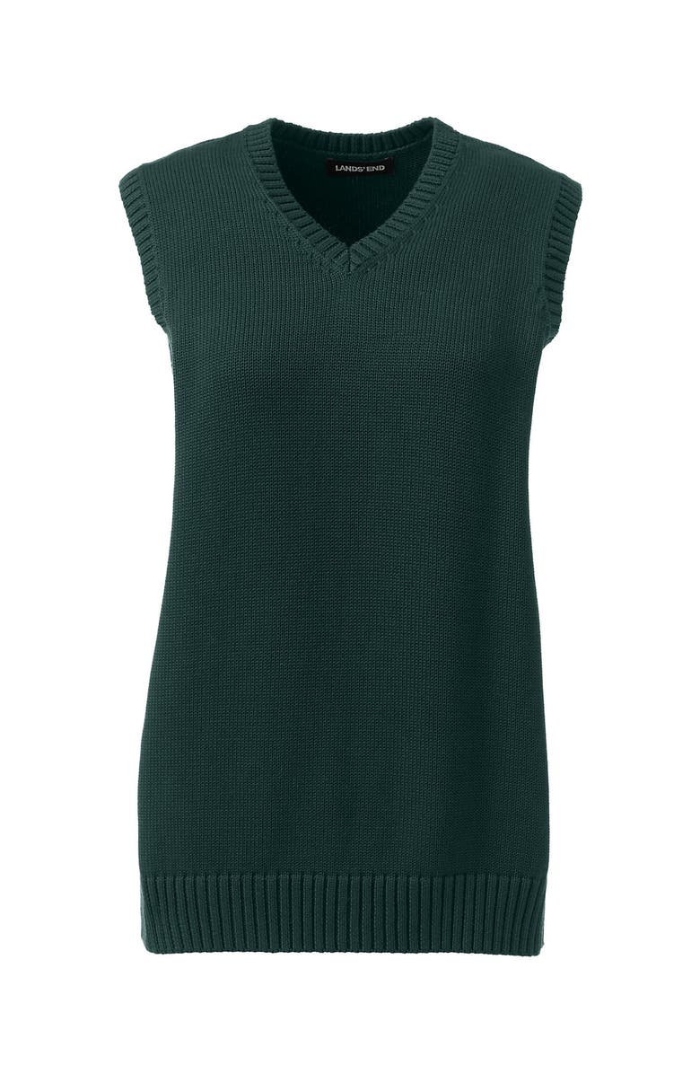Lands' End School Uniform  Cotton Modal Sweater Vest, Alternate, color, Evergreen