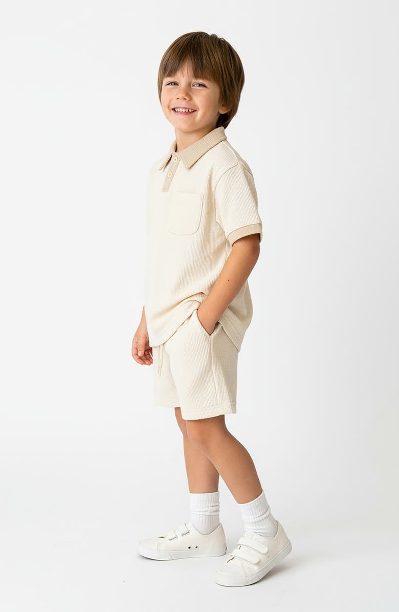 Joe's Jeans Kids' Waffle Knit Polo & Shorts Set, Alternate, color, Beige