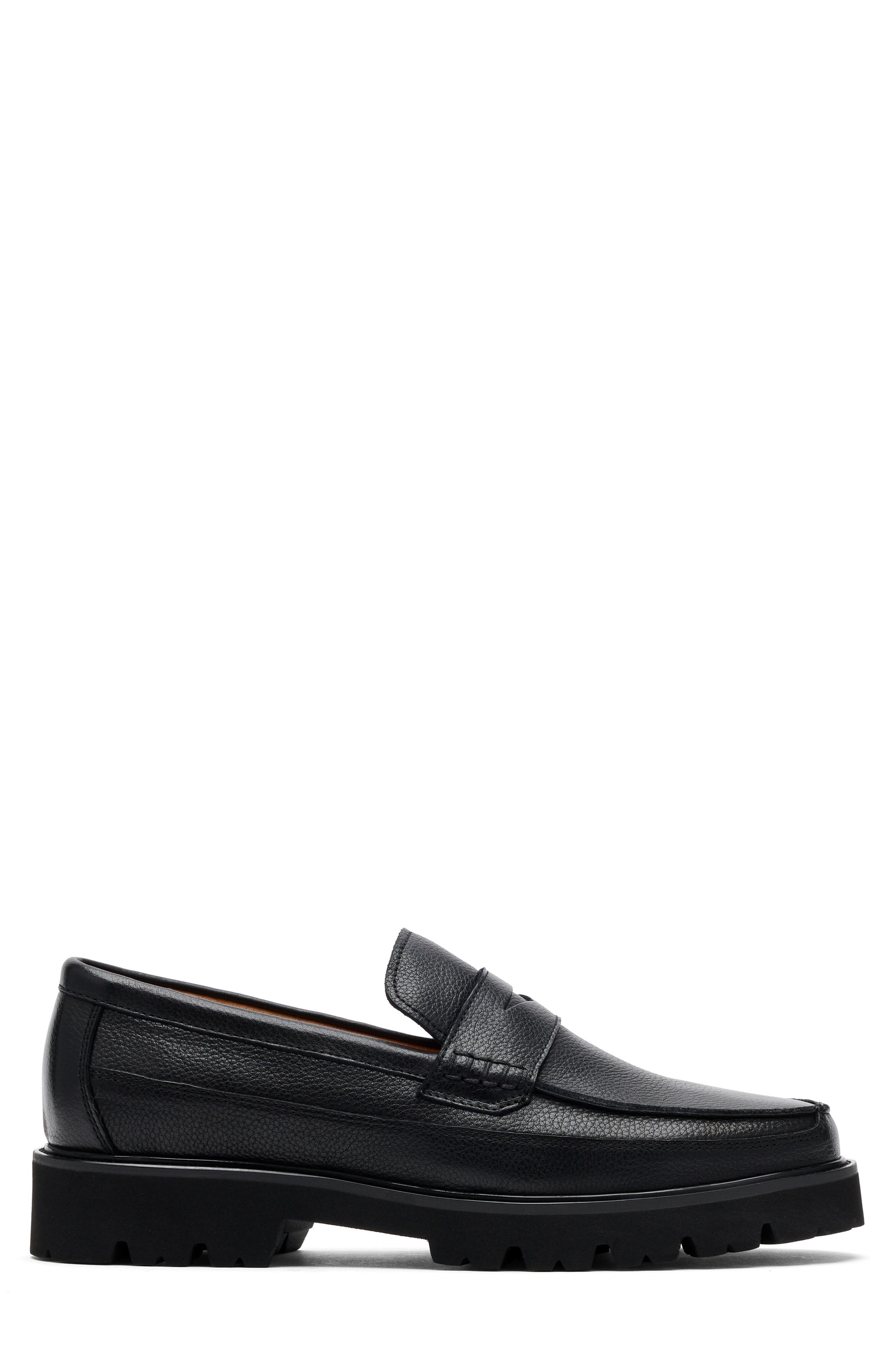 Adler Lug Sole Penny Loafer, Alternate, color, BLACK PEBBLE