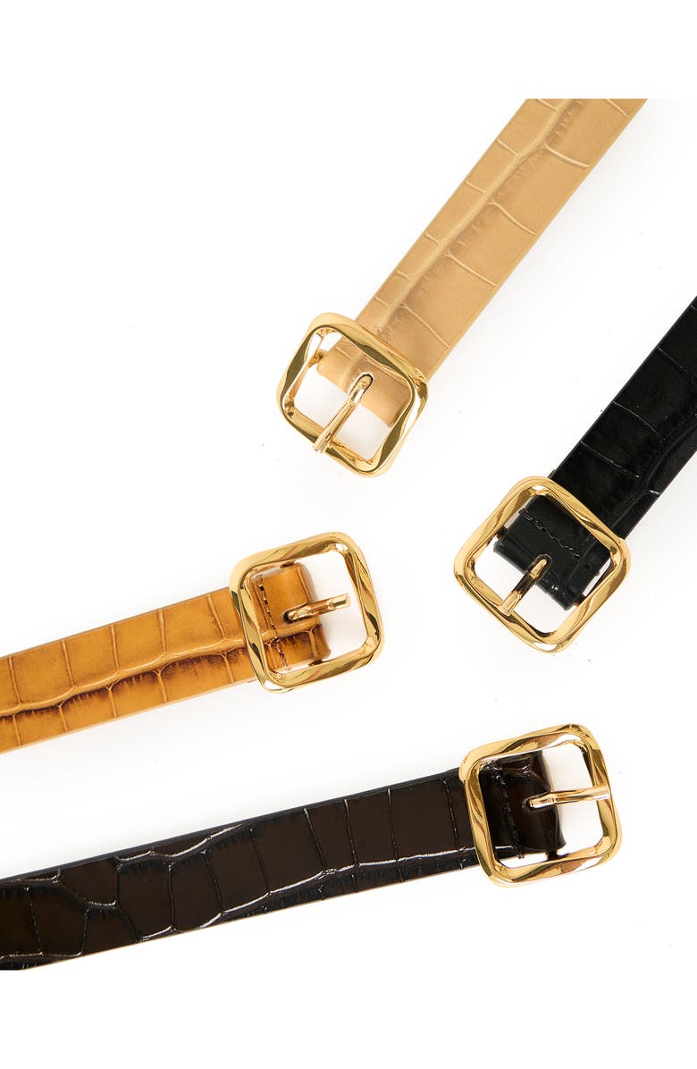 B-Low the Belt Ellie Croco Embossed Leathe Belt, Alternate, color, Black Gold