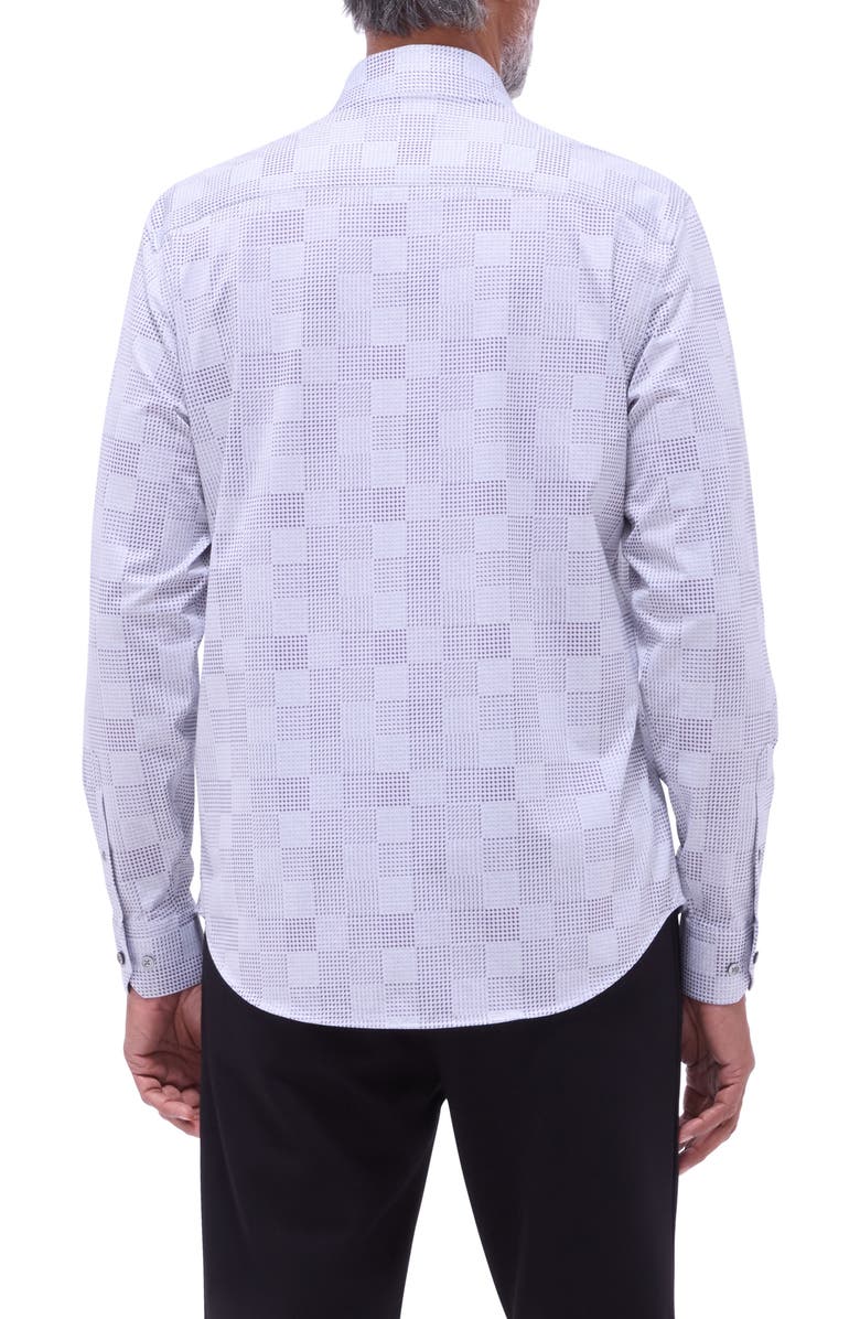 Bugatchi Jimmy OoohCotton<sup>®</sup> Mixed Print Button-Up Shirt, Alternate, color, Platinum