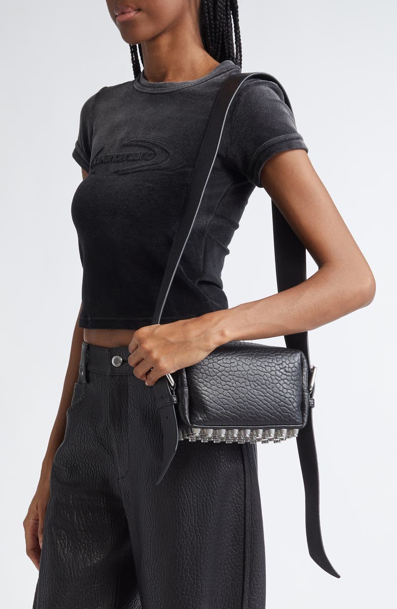 Alexander Wang Small Ricco Primal Lambskin Leather Crossbody Bag, Alternate, color, 001 Black