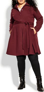 City Chic Rosemary Coat with Removable Faux Fur Collar
