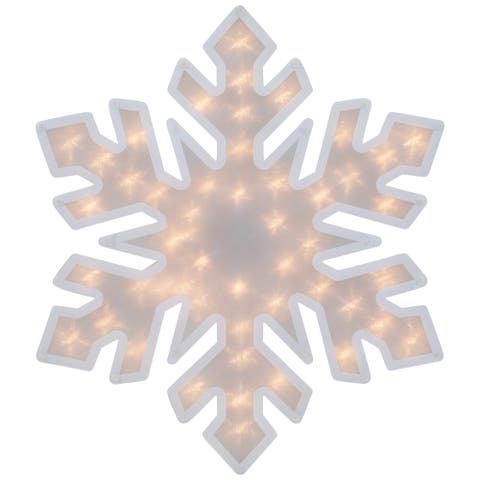 Lighted Snowflake Chistmas Window Decoration - 20" - Clear Lights