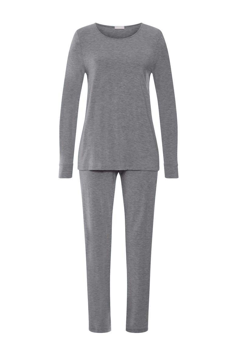 Natural Elegance Round Neck Long Pajama Set, Main, color, Stone Melange