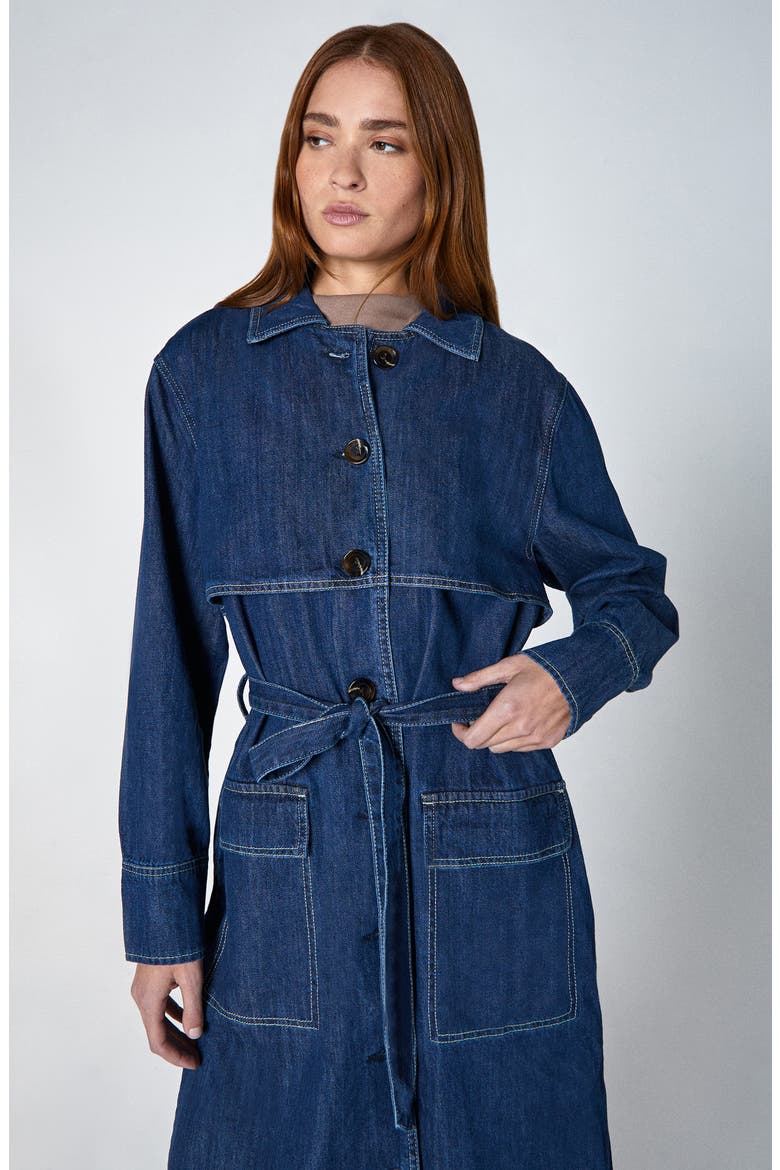 Suki Denim Trench Coat(Exhale), Alternate, color, EXHALE