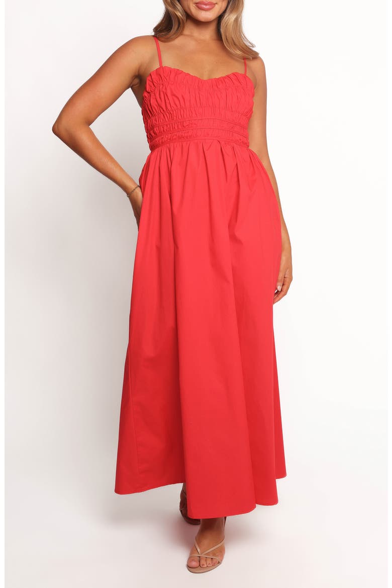 Camilla Shirred Maxi Sundress, Main, color, RED