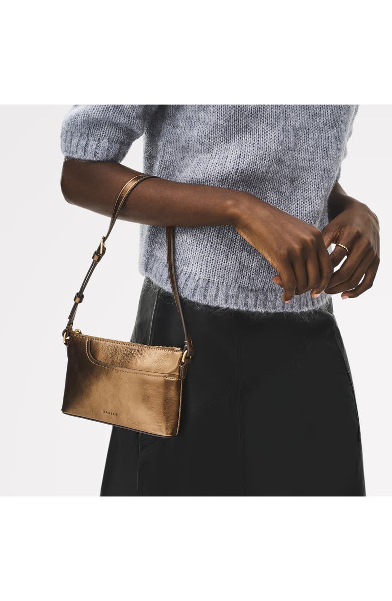 Radley Pockets - Metallic Mini Ziptop Shoulder Bag, Alternate, color, Olive Gold