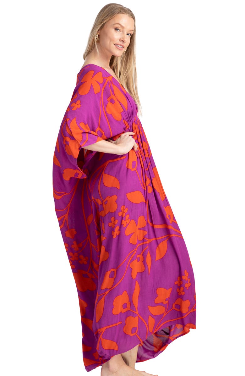 SAACHI Floral Print Cover-Up Kaftan, Alternate, color, Pink