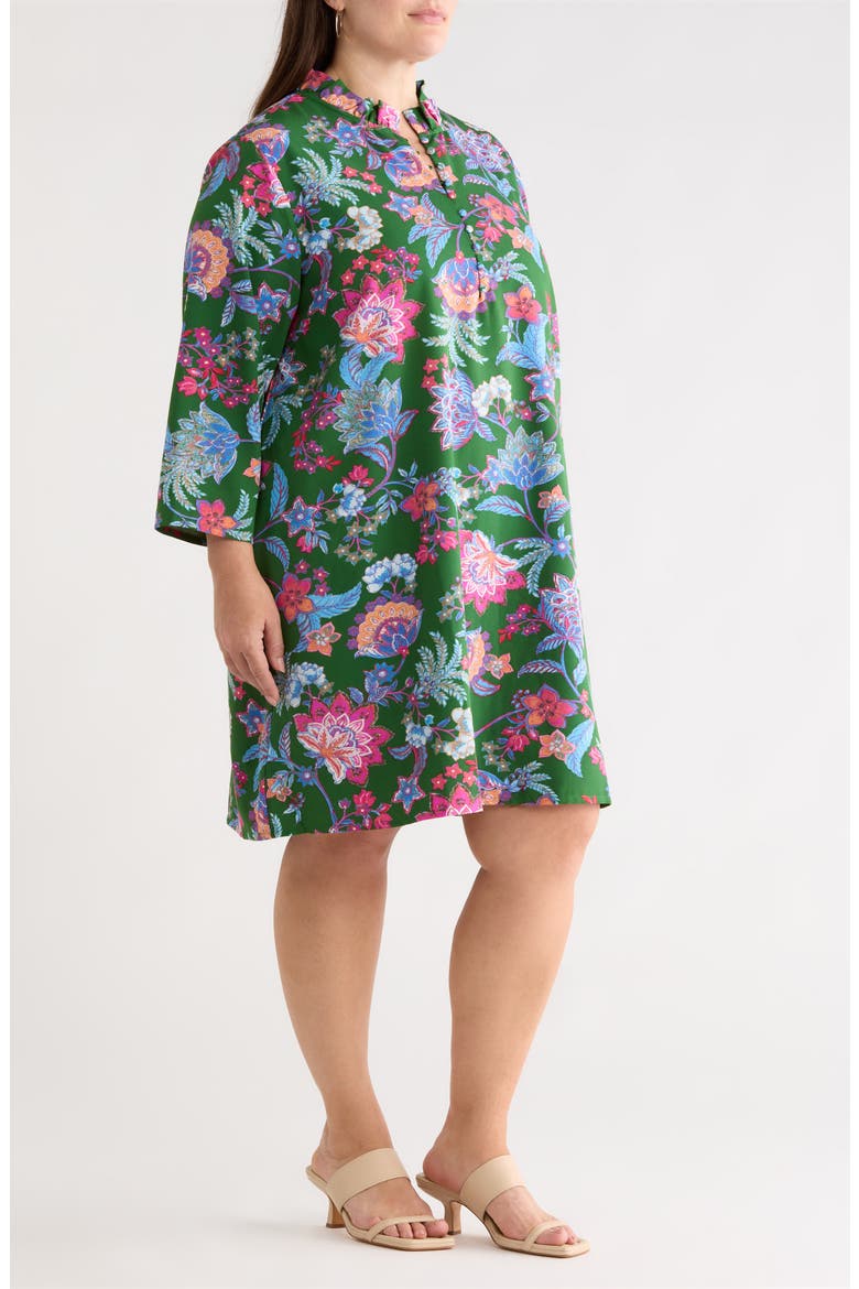 Elara Ruella Floral Ruffle Dress, Alternate, color, EMERALD-MULTI