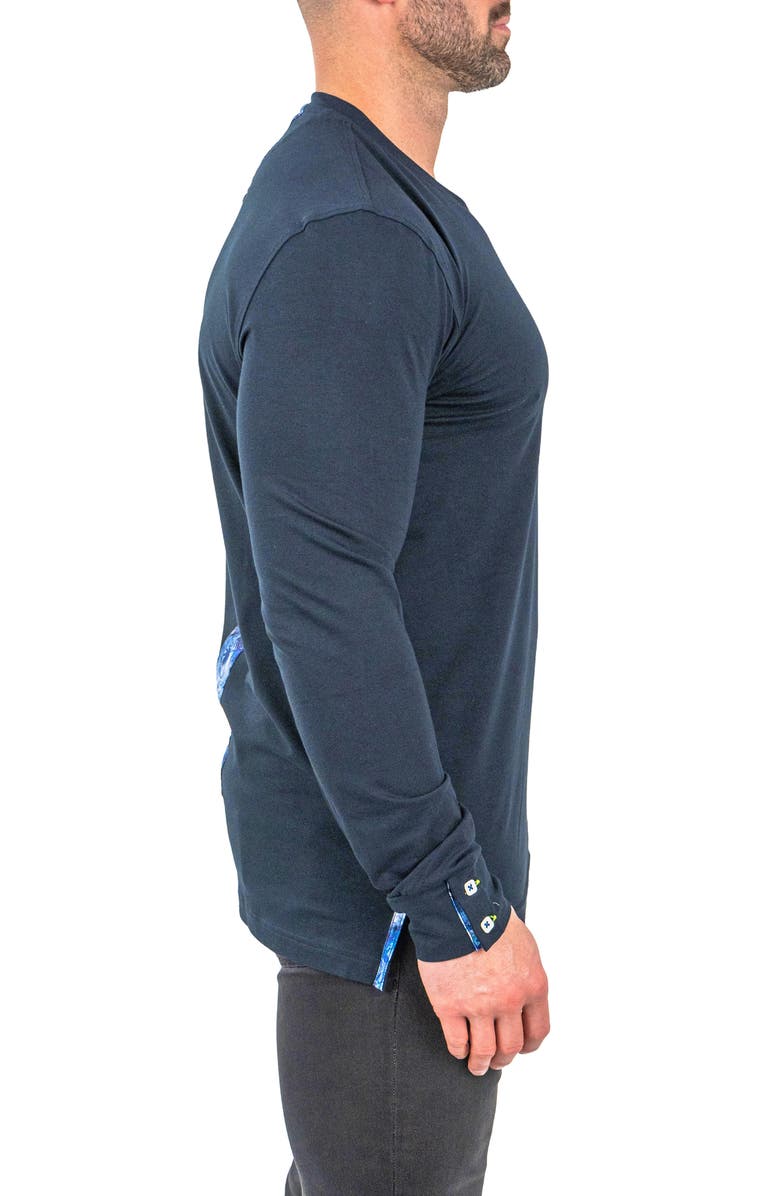 Maceoo Edison Solid Crypt Print Accent V-Neck Cotton Sweater, Alternate, color, 