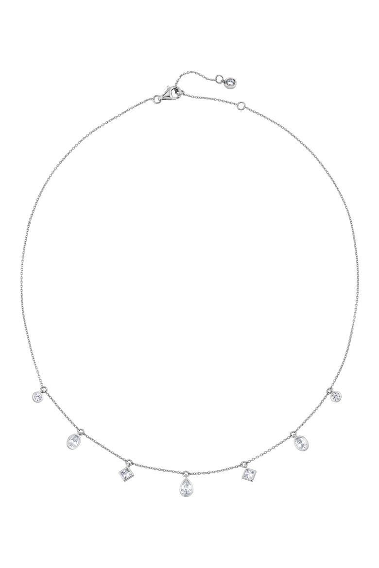 Multicut Station Pendant Necklace, Alternate, color, PURE PLATINUM / CLEAR STONE
