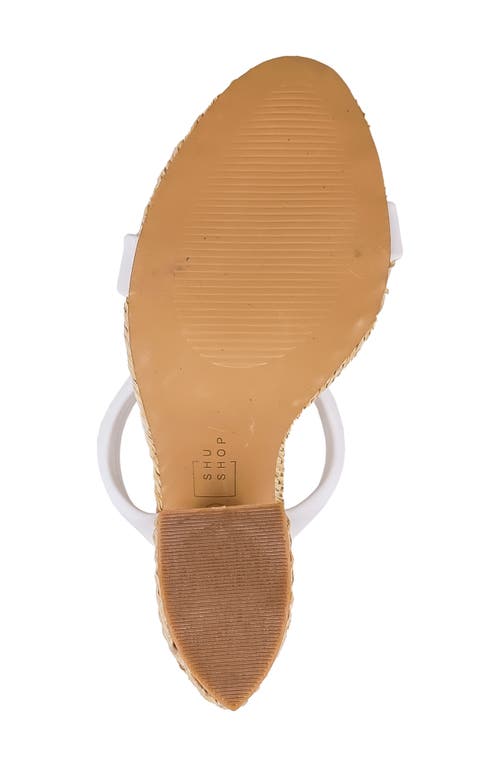 Shushop Gardenia Wicker Block Heel Slide Sandal In White
