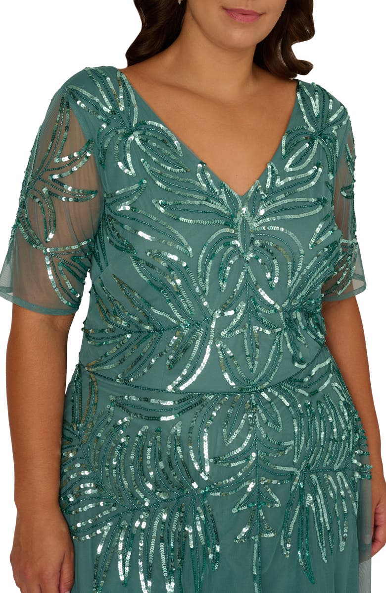 Adrianna Papell Sequin Gown, Alternate, color, Green Slate