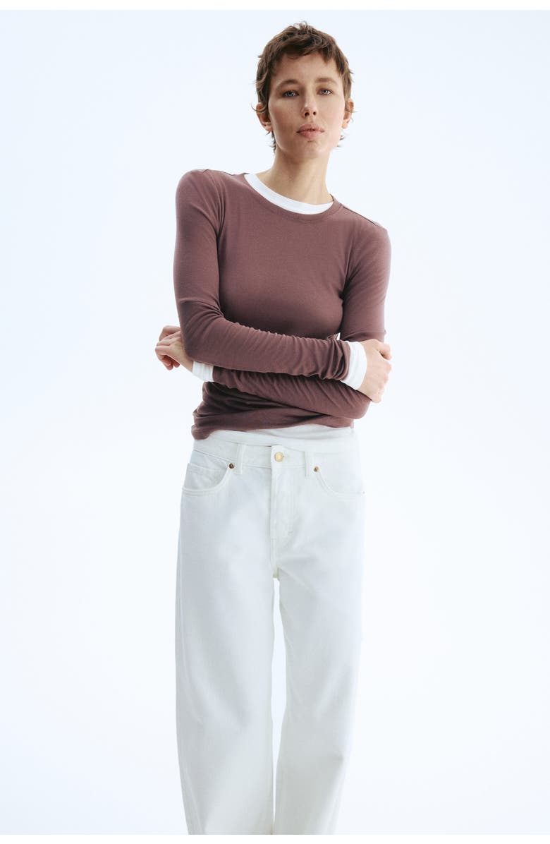 H&M Pima Cotton Jersey Top, Alternate, color, Dark Dusty Pink