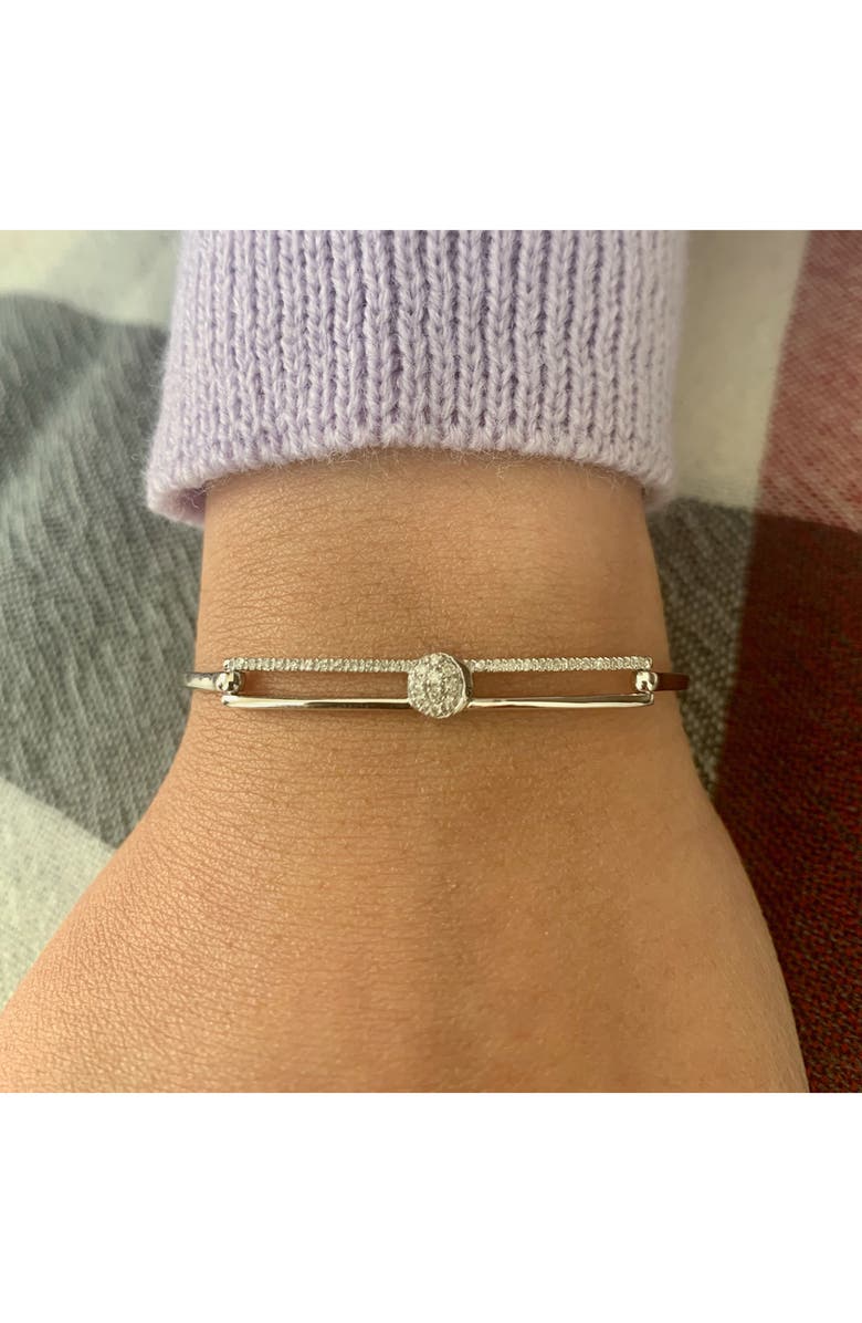 LuvMyJewelry Moon Lit Phases Diamond Bangle Bracelet, Alternate, color, Silver