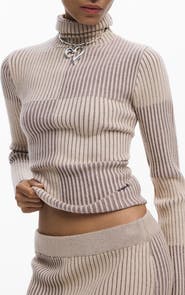 Desigual Check Rib Turtleneck Sweater