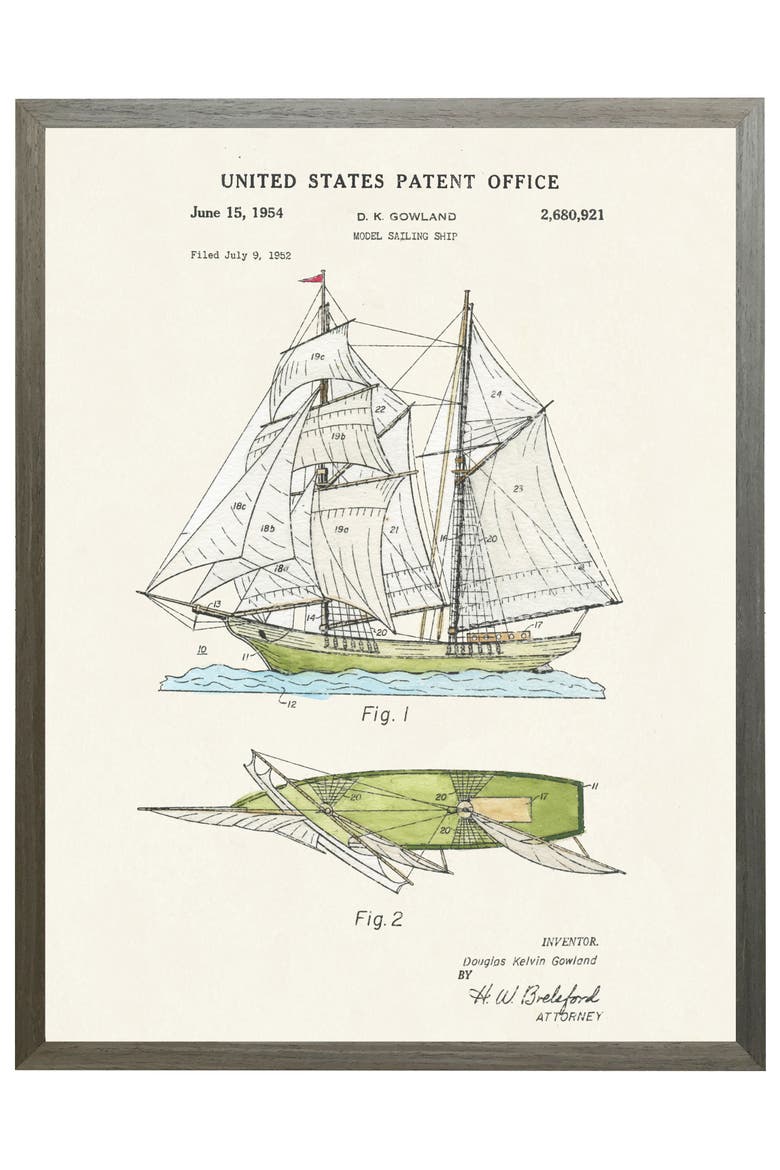 Model Ship Patent in Black Frame, Main, color, No Color