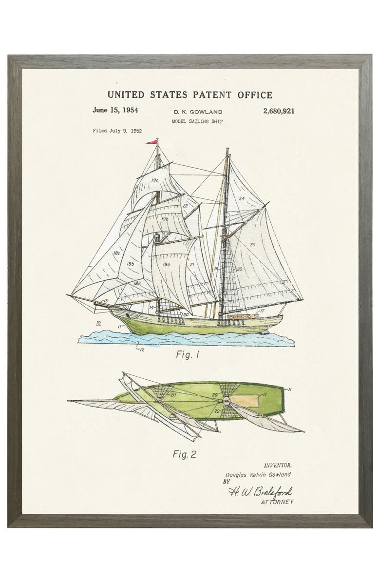 Antique Curiosities Model Ship Patent in Black Frame, Main, color, NO COLOR