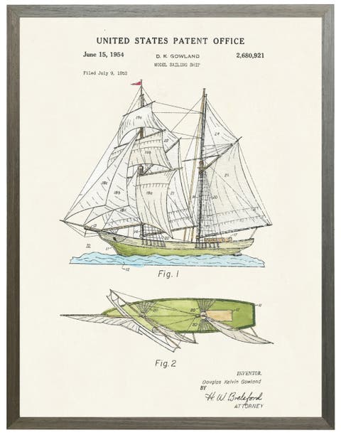 Model Ship Patent in Black Frame