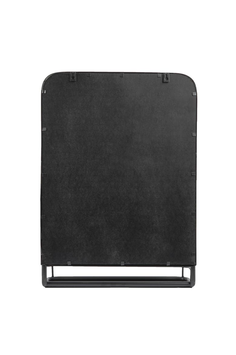 Metal Framed Rectangle Wall Mirror with Shelf, Black, Alternate, color, Black